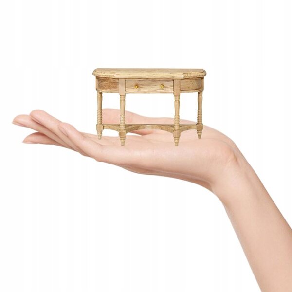 Miniatura bianco scrivania in legno 1/12 per casa delle bambole, design moderno