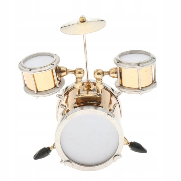 Dolls House Instrument muzyczny Metalowy zestaw perkusyjny Model dla 1/12 lalek Golden