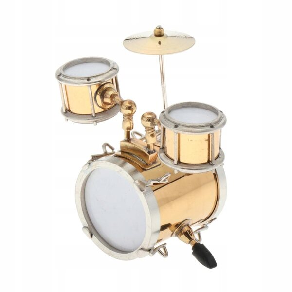 Dolls House Instrument muzyczny Metalowy zestaw perkusyjny Model dla 1/12 lalek Golden