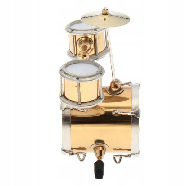 Dolls House Instrument muzyczny Metalowy zestaw perkusyjny Model dla 1/12 lalek Golden