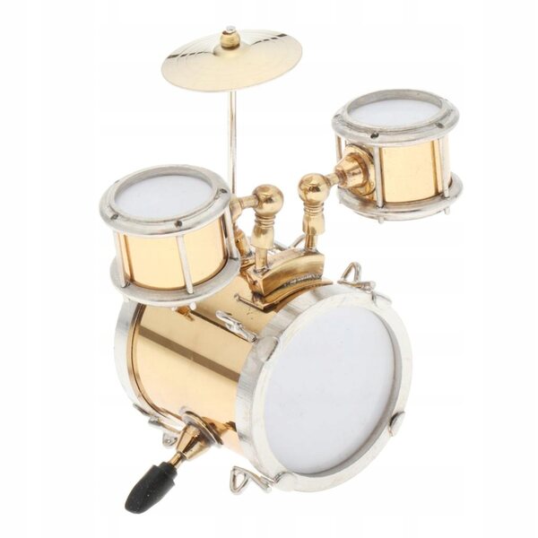 Dolls House Instrument muzyczny Metalowy zestaw perkusyjny Model dla 1/12 lalek Golden