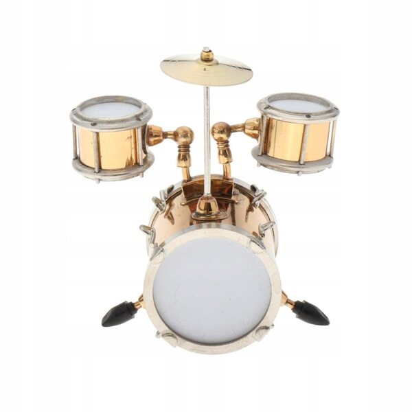 Dolls House Instrument muzyczny Metalowy zestaw perkusyjny Model dla 1/12 lalek Golden