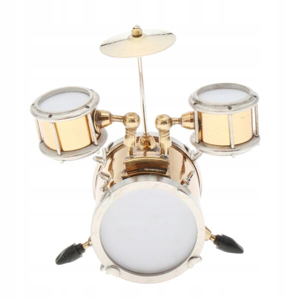 Dolls House Instrument muzyczny Metalowy zestaw perkusyjny Model dla 1/12 lalek Golden
