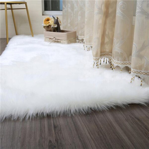 Dywan Shaggy 80x50 cm Bianco Morbido Antiscivolo 5cm Pile Elegante e Confortevole
