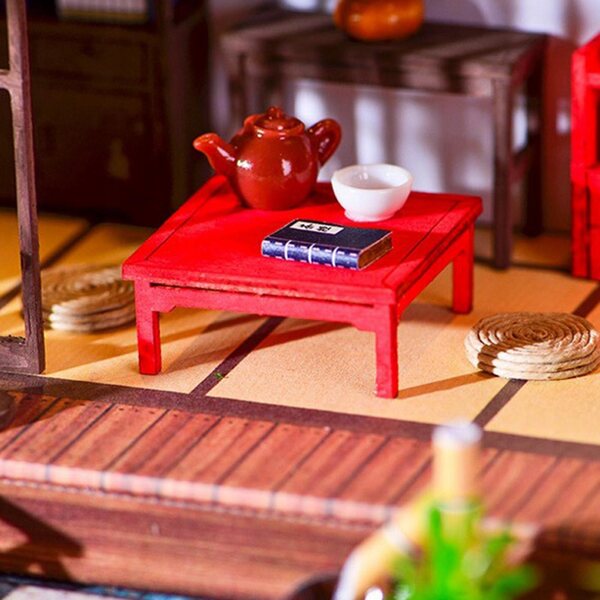 DIY-Set Haus im chinesischen Stil mit LED-Leuchten, Holzmodell für Kinder und Erwachsene