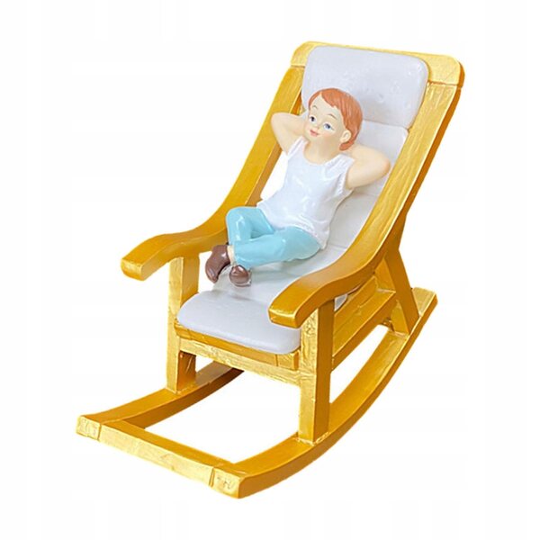 Mini Sedia a Dondolo 1:12 per Casa delle Bambole in Resina di Alta Qualità