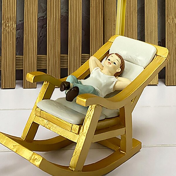 Mini Sedia a Dondolo 1:12 per Casa delle Bambole in Resina di Alta Qualità