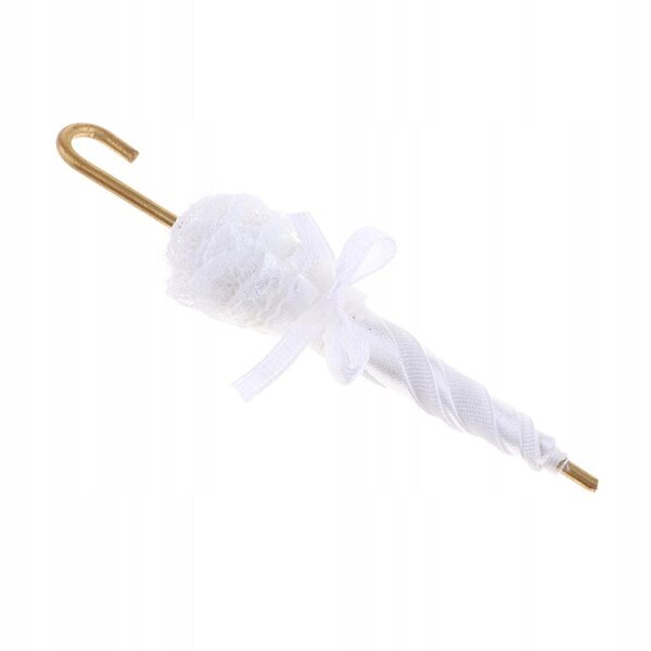 Parasol in pizzo rosa e bianco per casa delle bambole 1/12, 2 pezzi