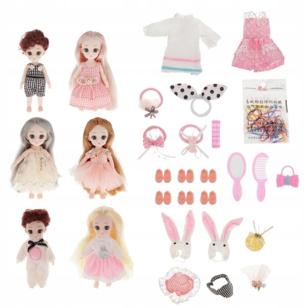 Комплект от 6 16 см 3D BJD кукли с подвижни стави и реалистични очи