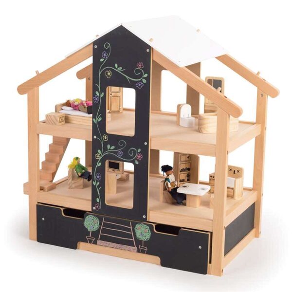 Grande casa delle bambole in legno Tidlo con mobili e lavagna inclusa