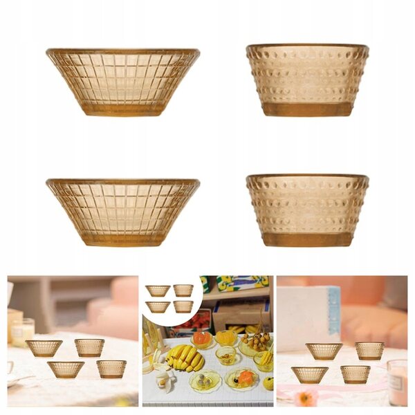 Set 4 mini ciotole in PVC per casa delle bambole scala 1:12 decorazione