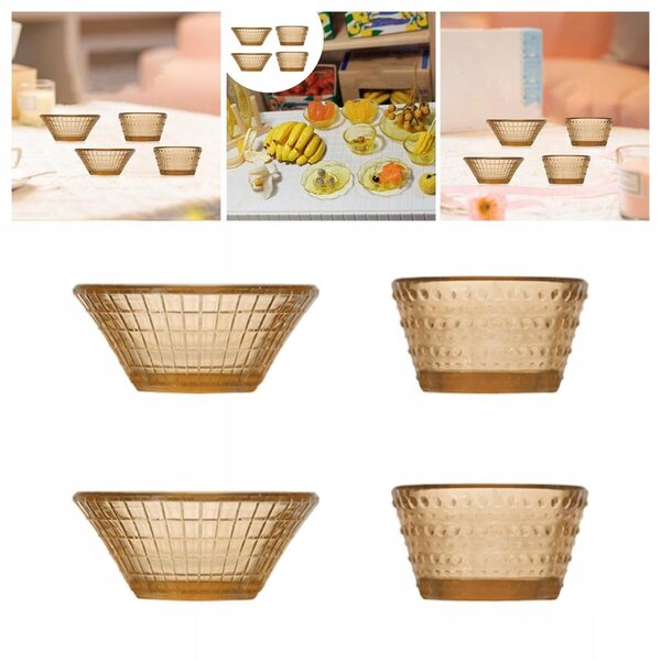 Set 4 mini ciotole in PVC per casa delle bambole scala 1:12 decorazione