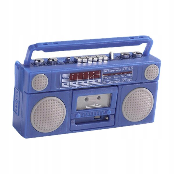 Blaue Vintage-Grammophon-Miniatur für Puppenhäuser im Maßstab 1:12