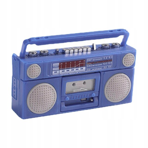 Blaue Vintage-Grammophon-Miniatur für Puppenhäuser im Maßstab 1:12