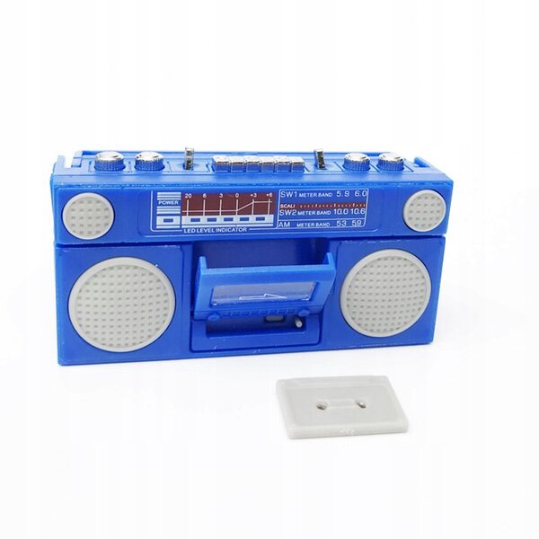 Blaue Vintage-Grammophon-Miniatur für Puppenhäuser im Maßstab 1:12