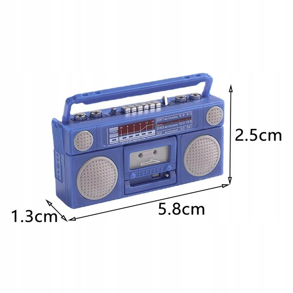 Blaue Vintage-Grammophon-Miniatur für Puppenhäuser im Maßstab 1:12