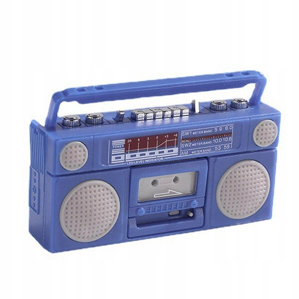 Blaue Vintage-Grammophon-Miniatur für Puppenhäuser im Maßstab 1:12