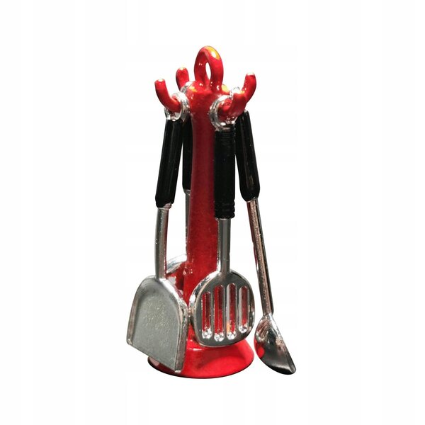Set casa delle bambole cucina con accessori 1:12 miniatura in legno rosso