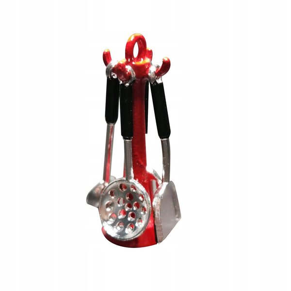 Set casa delle bambole cucina con accessori 1:12 miniatura in legno rosso