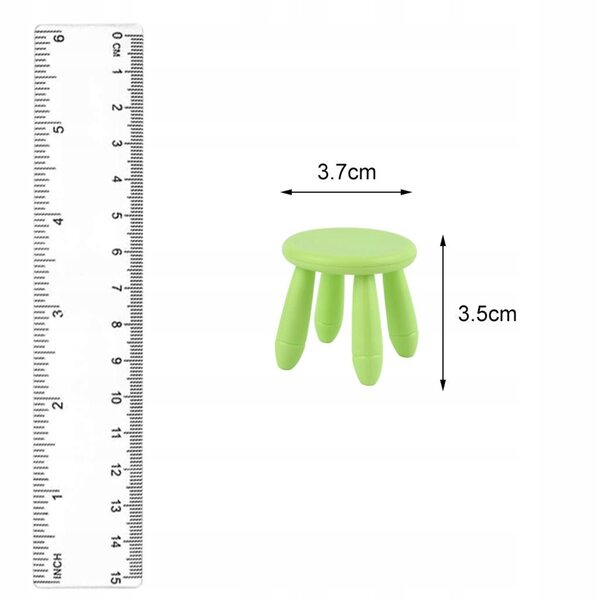 Miniatura Sedia in Legno Verde per Casa delle Bambole Scala 1:12