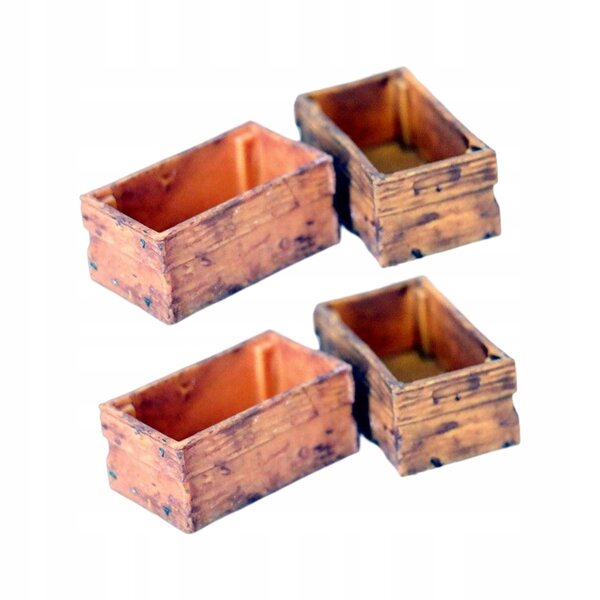 4 Holzbehälter für Puppenhausminiatur 1:12 Zubehörset