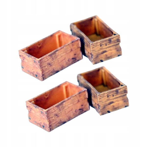 4 Holzbehälter für Puppenhausminiatur 1:12 Zubehörset