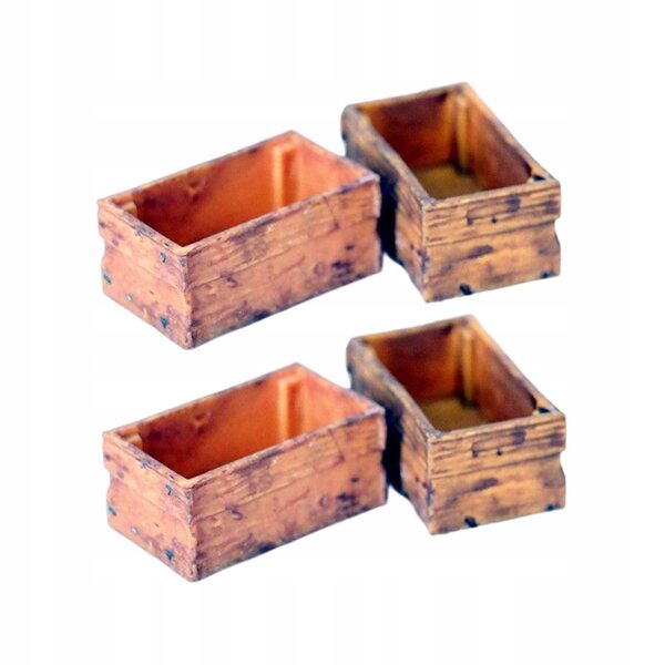4 Holzbehälter für Puppenhausminiatur 1:12 Zubehörset