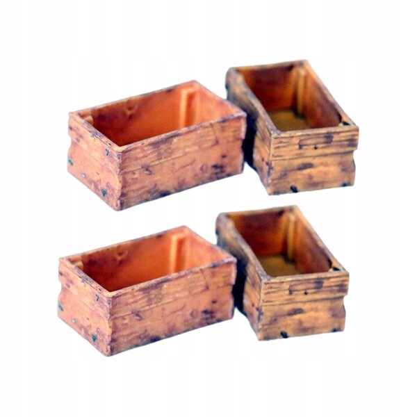 4 Holzbehälter für Puppenhausminiatur 1:12 Zubehörset