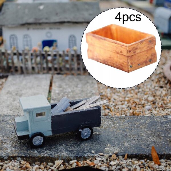4 Holzbehälter für Puppenhausminiatur 1:12 Zubehörset