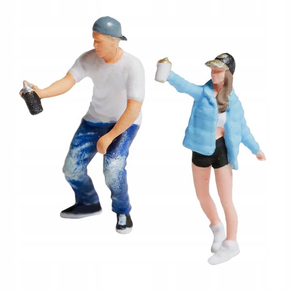 Miniatura 1:87 Figurina Graffiti in Resina per Diorama Modello Blu-Bianco