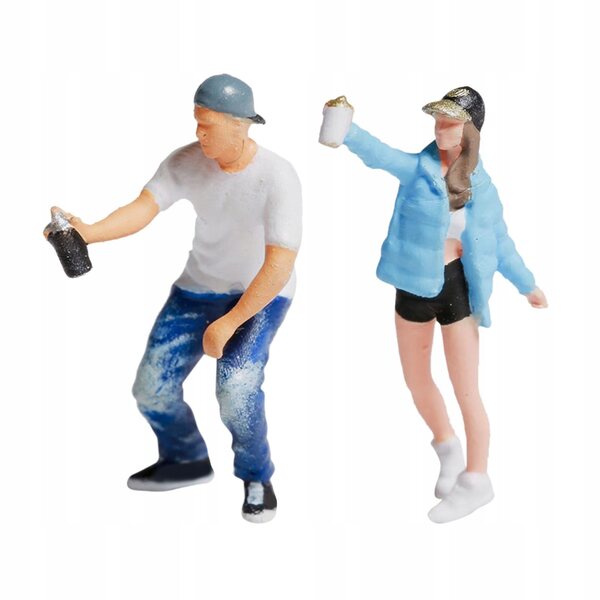 Miniatura 1:87 Figurina Graffiti in Resina per Diorama Modello Blu-Bianco