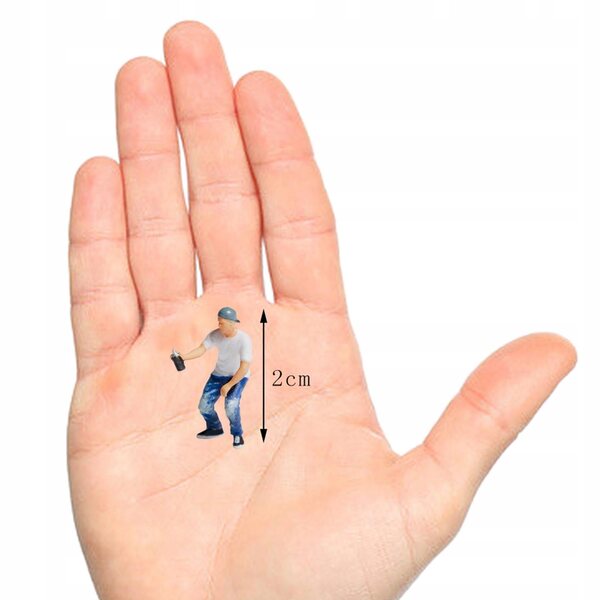 Miniatura 1:87 Figurina Graffiti in Resina per Diorama Modello Blu-Bianco