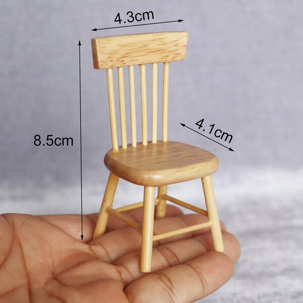 Miniature spisestuemøbler i træ til dukkehuse 1:12