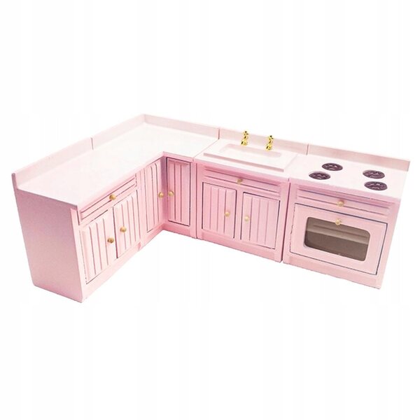 1/12 Miniatur-Küchenmöbel-Set aus Birkenholz für Puppenhaus