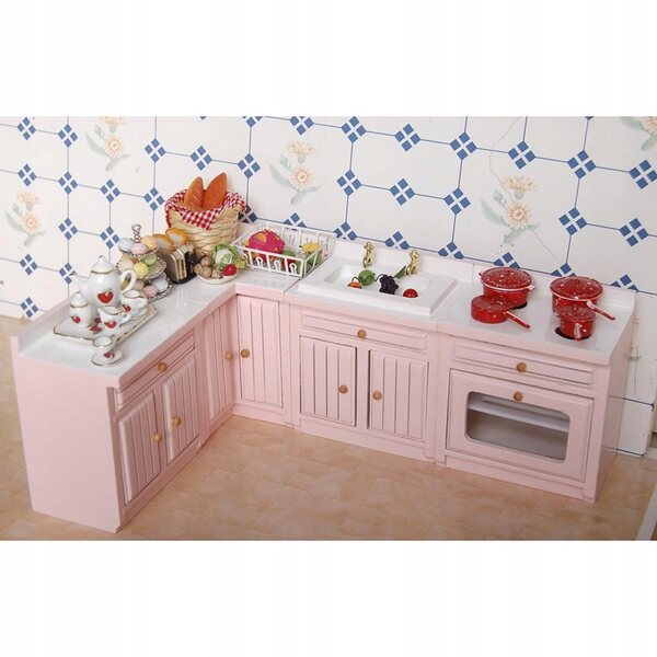 1/12 Miniatur-Küchenmöbel-Set aus Birkenholz für Puppenhaus