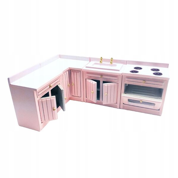 1/12 Miniatur-Küchenmöbel-Set aus Birkenholz für Puppenhaus