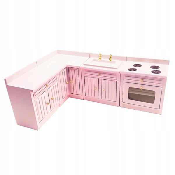 1/12 Miniatur-Küchenmöbel-Set aus Birkenholz für Puppenhaus