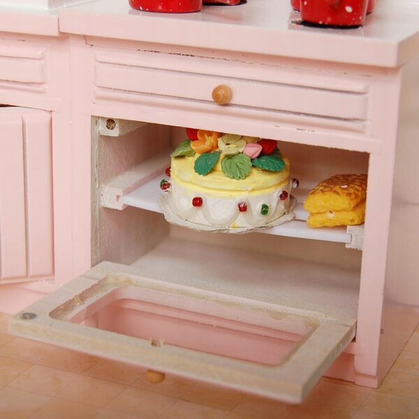 1/12 Miniatur-Küchenmöbel-Set aus Birkenholz für Puppenhaus