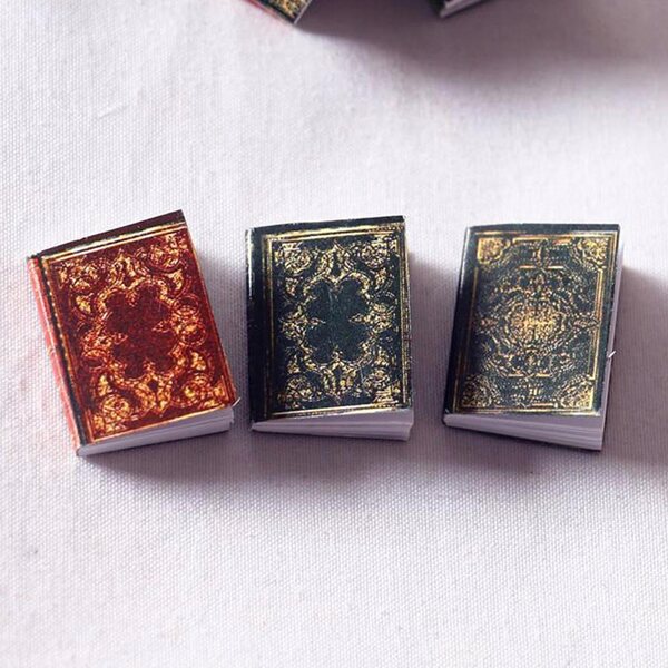 Miniatur-Set mit 3 Papierbüchern für Puppenhäuser im Maßstab 1:12 und 1:6