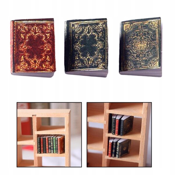 Miniatur-Set mit 3 Papierbüchern für Puppenhäuser im Maßstab 1:12 und 1:6