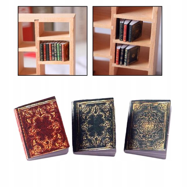 Miniatur-Set mit 3 Papierbüchern für Puppenhäuser im Maßstab 1:12 und 1:6