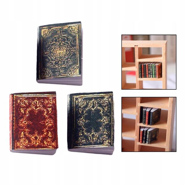 Miniatur-Set mit 3 Papierbüchern für Puppenhäuser im Maßstab 1:12 und 1:6