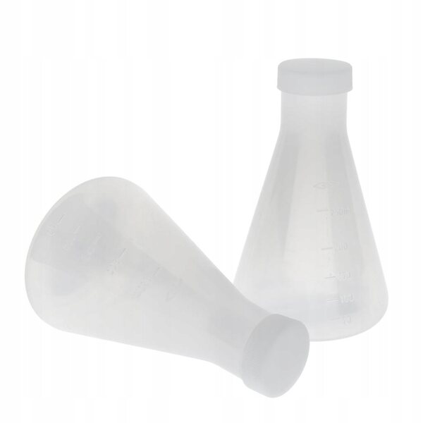 2x Kolba Stożkowa Plastikowa Erlenmeyer Kolba, Śruba , Autoklawowalna