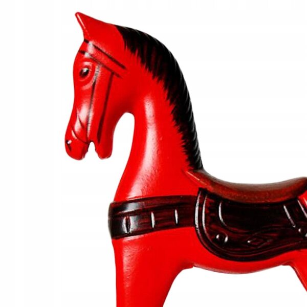 Mini Cavallo a Dondolo in Legno Rosso Decorazione per Scrivania 23,5 cm