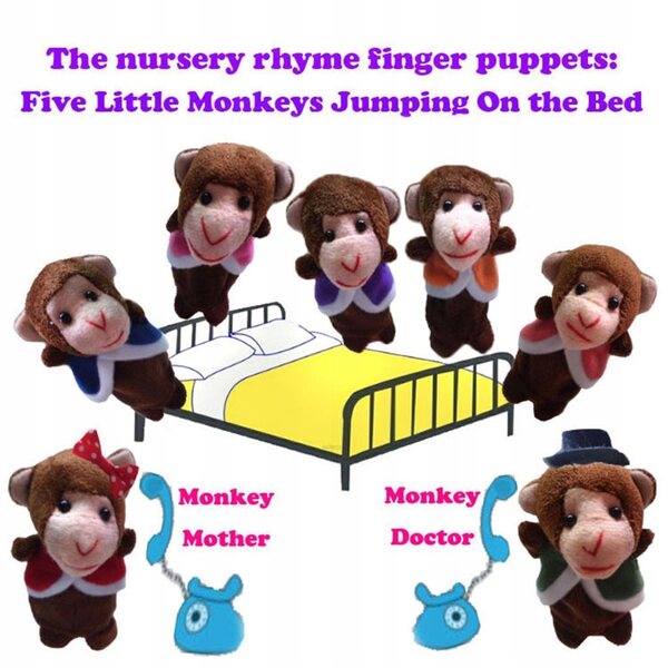 Lot de 7 marionnettes à doigt singe en peluche - Jeu éducatif et créatif pour enfants