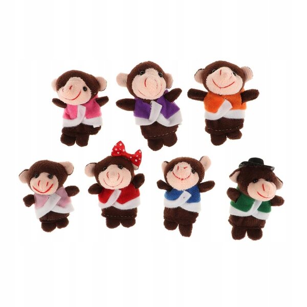 Lot de 7 marionnettes à doigt singe en peluche - Jeu éducatif et créatif pour enfants