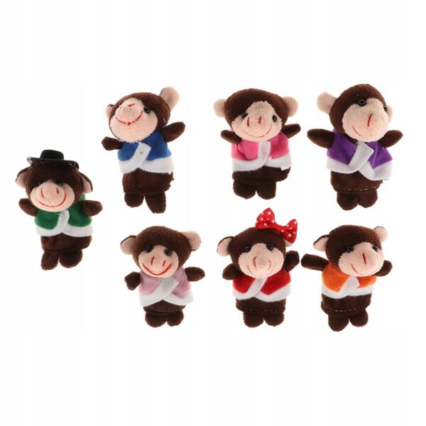 Lot de 7 marionnettes à doigt singe en peluche - Jeu éducatif et créatif pour enfants
