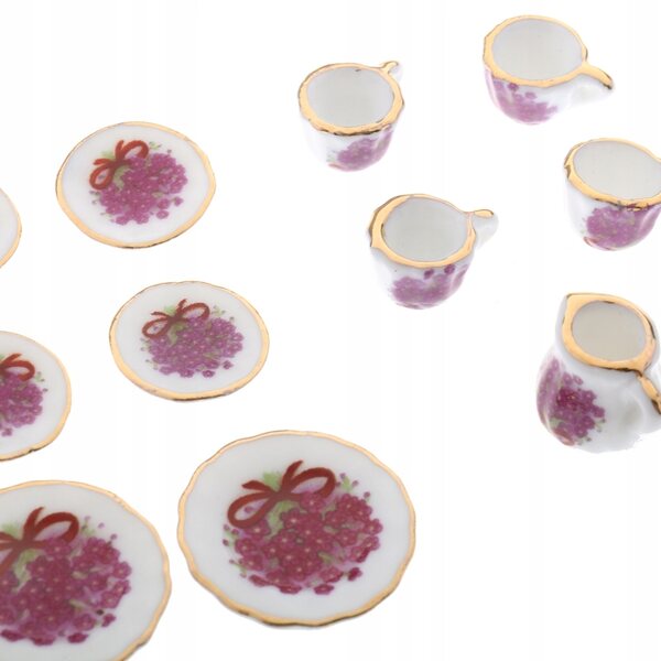 Ensemble miniature de thé en porcelaine 17 pièces pour maison de poupée à l'échelle 1:12