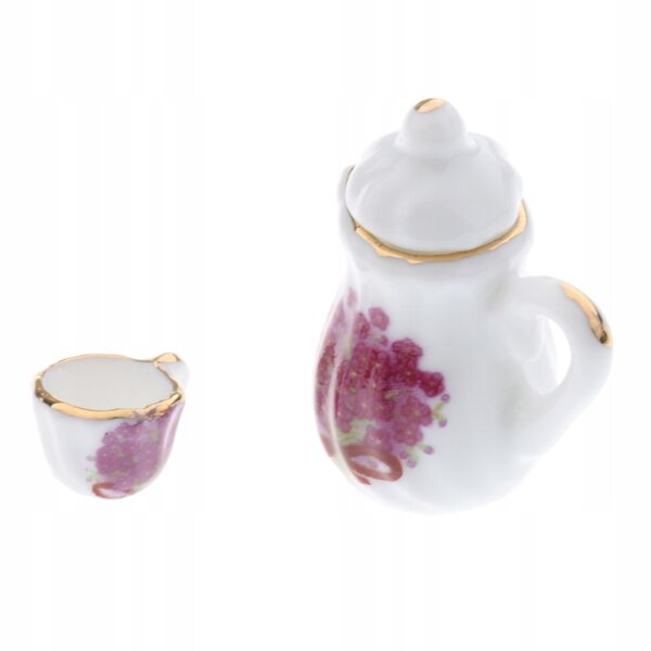 Ensemble miniature de thé en porcelaine 17 pièces pour maison de poupée à l'échelle 1:12