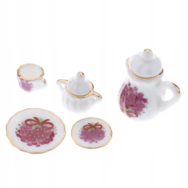 Ensemble miniature de thé en porcelaine 17 pièces pour maison de poupée à l'échelle 1:12
